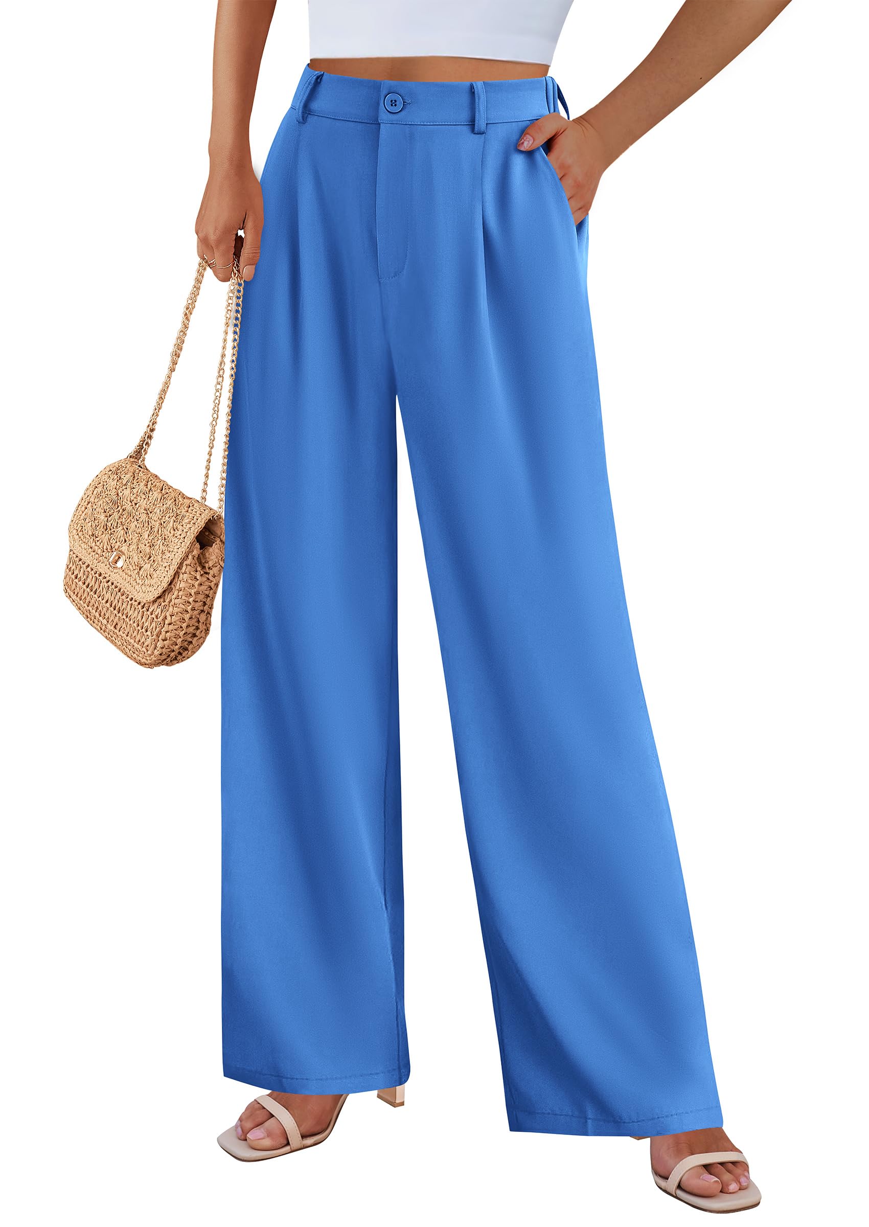 PRETTYGARDEN Wide Leg Pants for Women Trendy Fall High Waisted Business Casual Outfits Work Pant Trousers