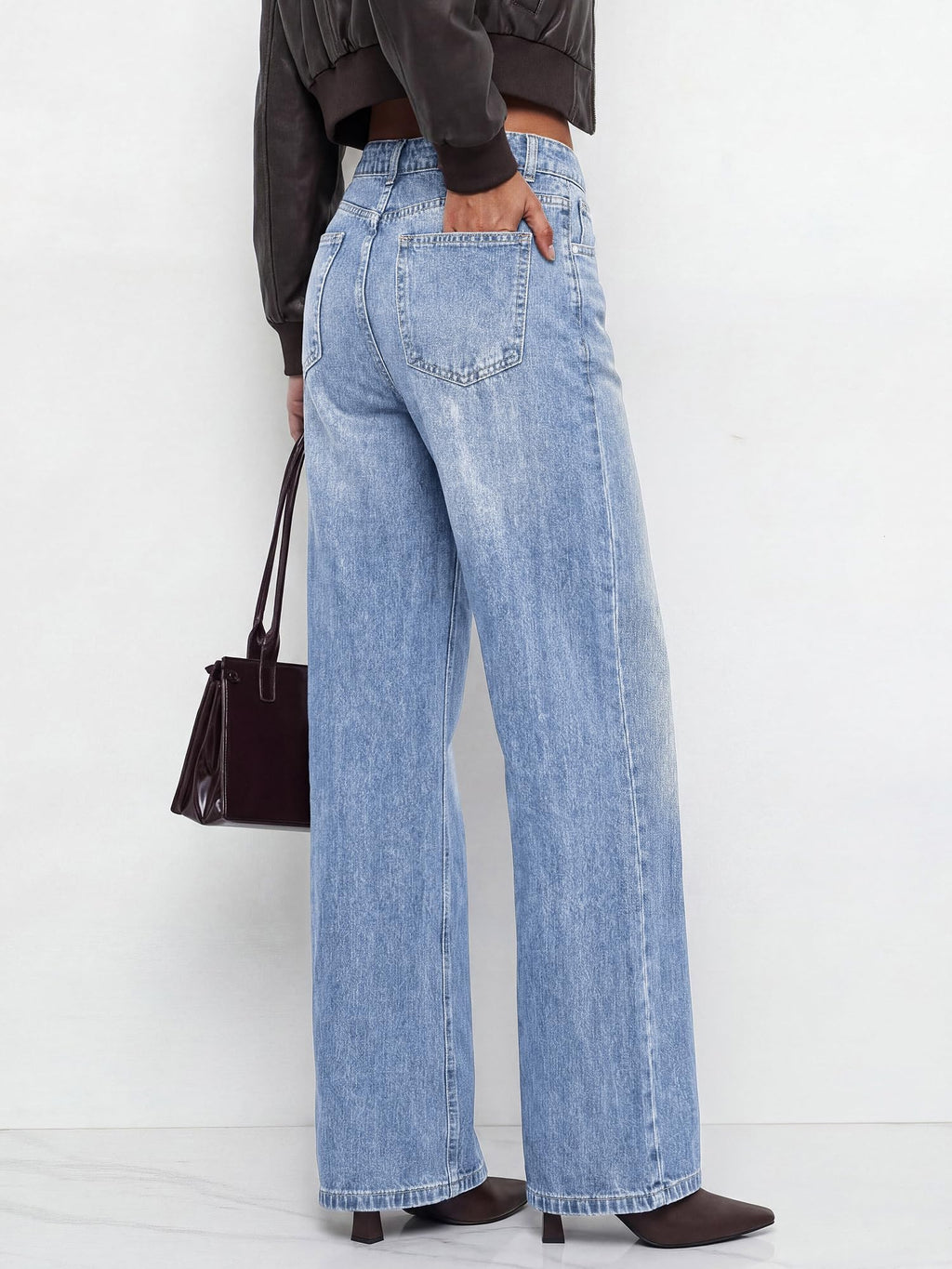 BTFBM Women Casual Straight Leg Jeans Trendy High Waisted, Pockets, Long Denim Pants, Slacks, Bottoms, Vacation Outfits, Travel Airport, Fashion Clothes, Fall Winter