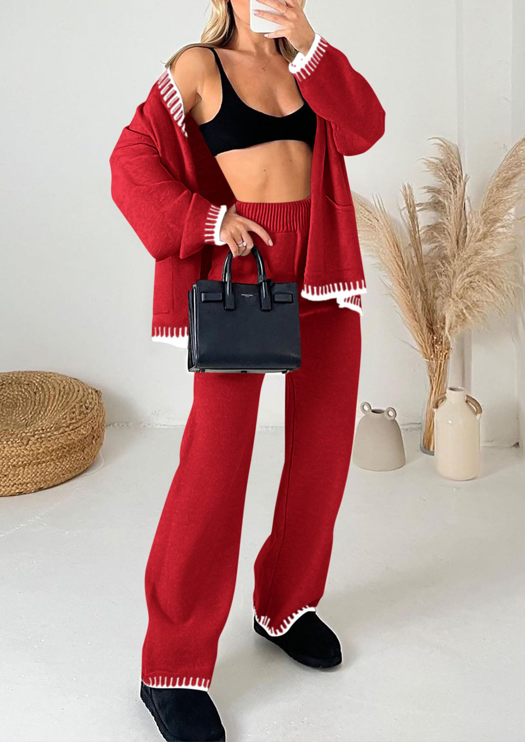 PRETTYGARDEN Lounge Sets for Women Fall Loungewear 2 Piece Outfits Cardigan Sweaters Track Suit Matching Winter Clothing