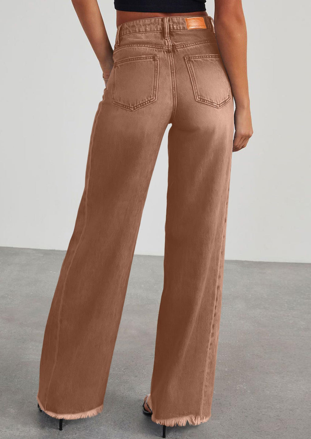 PRETTYGARDEN Wide Leg Jeans for Women Trendy High Waisted Stretchy Baggy Raw Hem Denim Palazzo Pants Fall Clothes