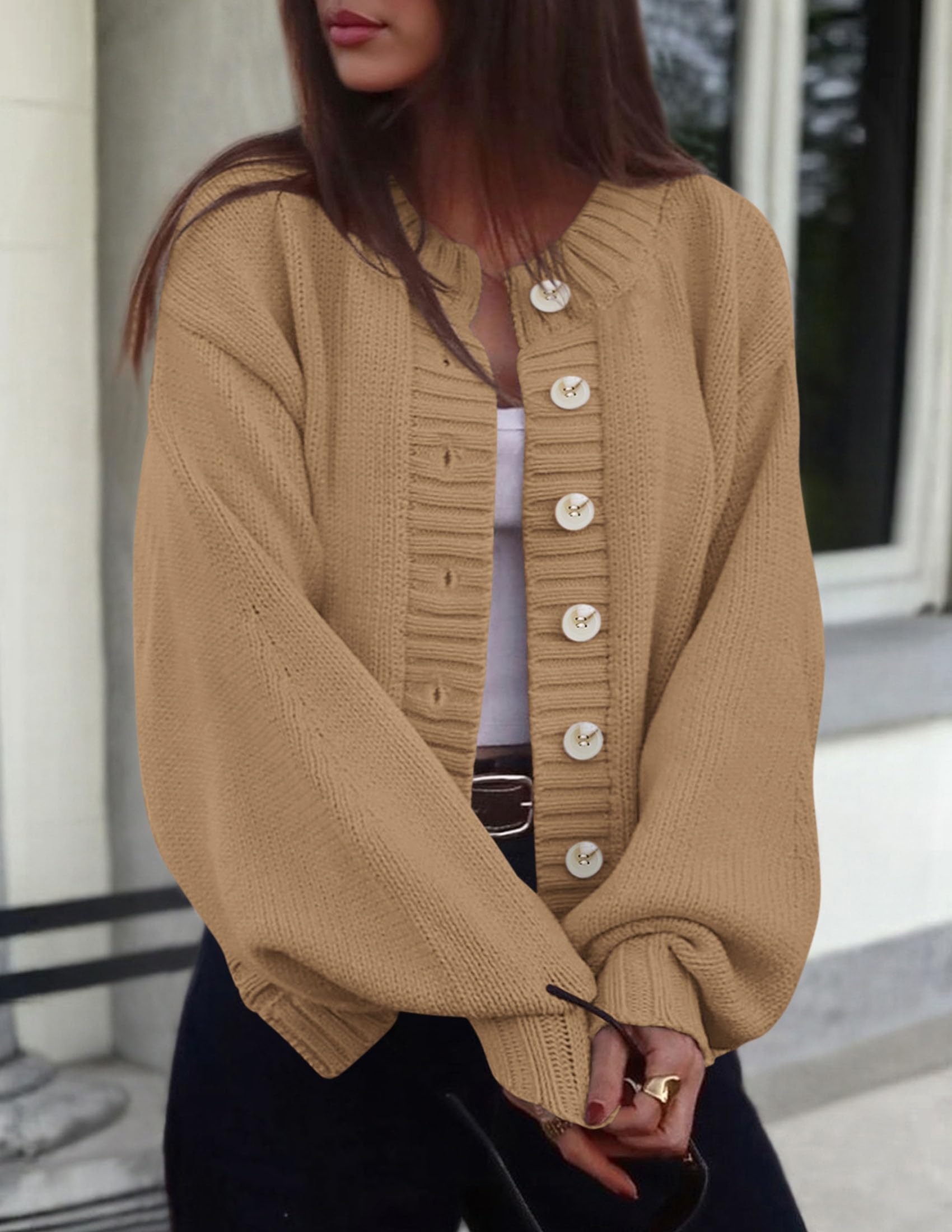 PRETTYGARDEN Women's Winter Cardigan Sweaters Trendy Chunky Knit Long Sleeve Button Up Casual Warm Fall Jackets Coats