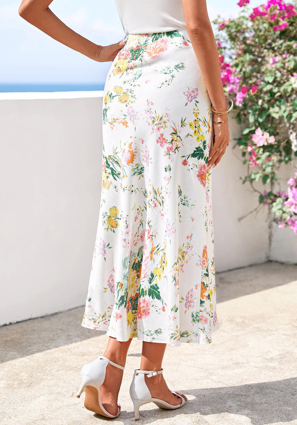 FreshPretty Satin Skirts for Women Trendy Spring Summer High Waisted Leopard Print Cocktail Wedding Long Silk Midi Skirt