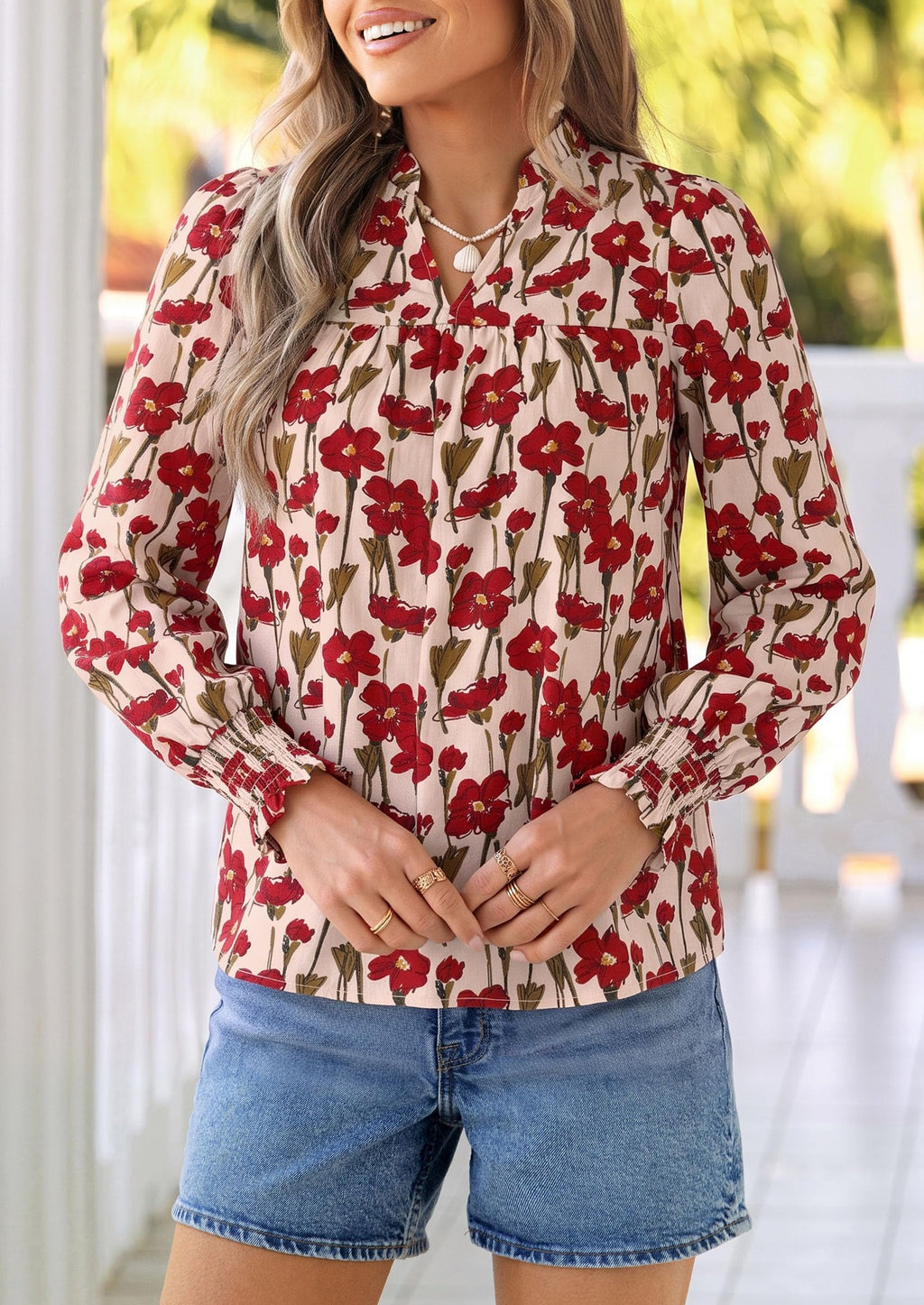 PRETTYGARDEN Women's Boho Floral Blouses Dressy Casual
