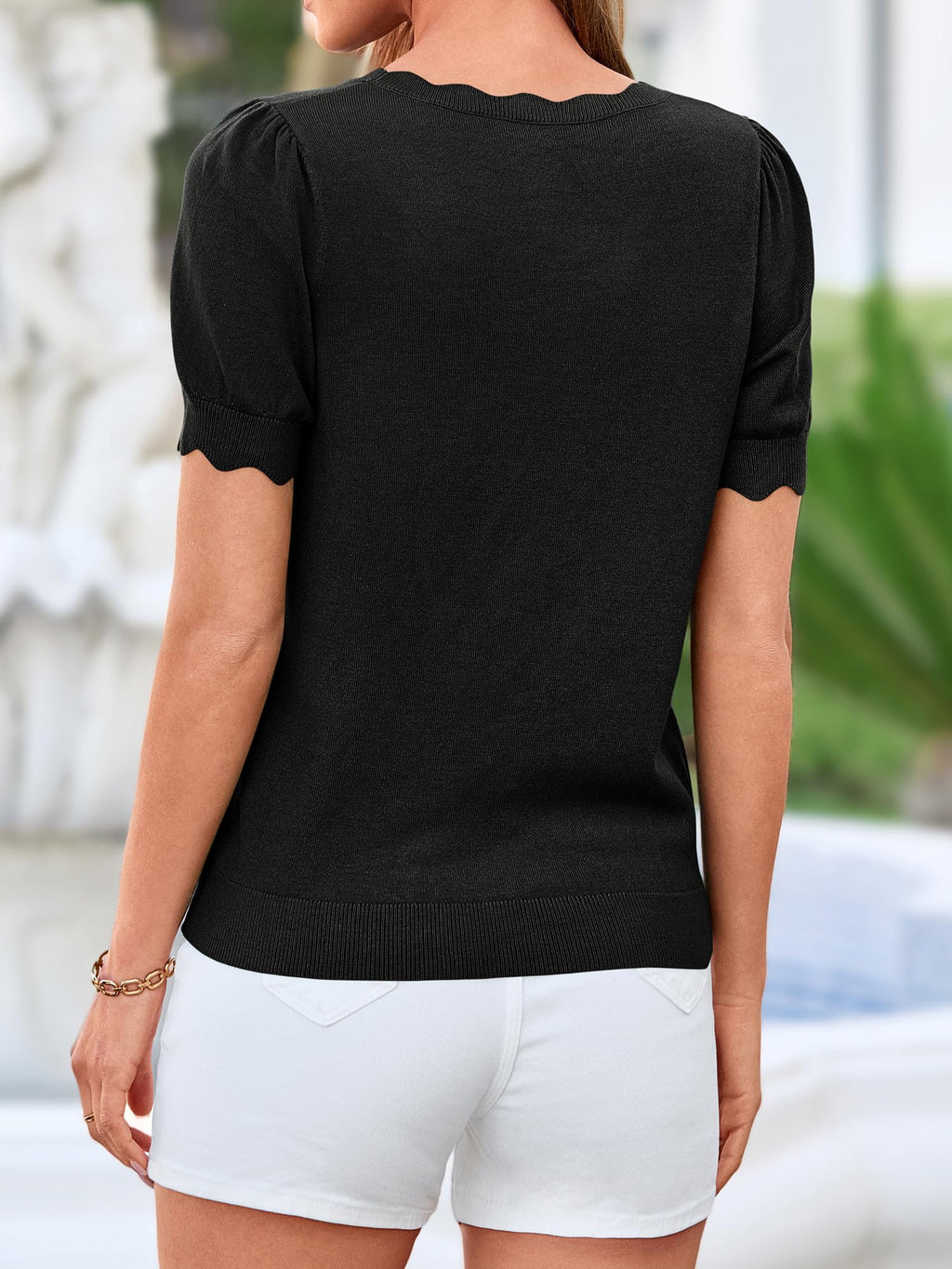 BTFBM Short Sleeve Sweater for Women Spring Summer Knit Basic Tops Lightweight Business Casual Vacation Outfits