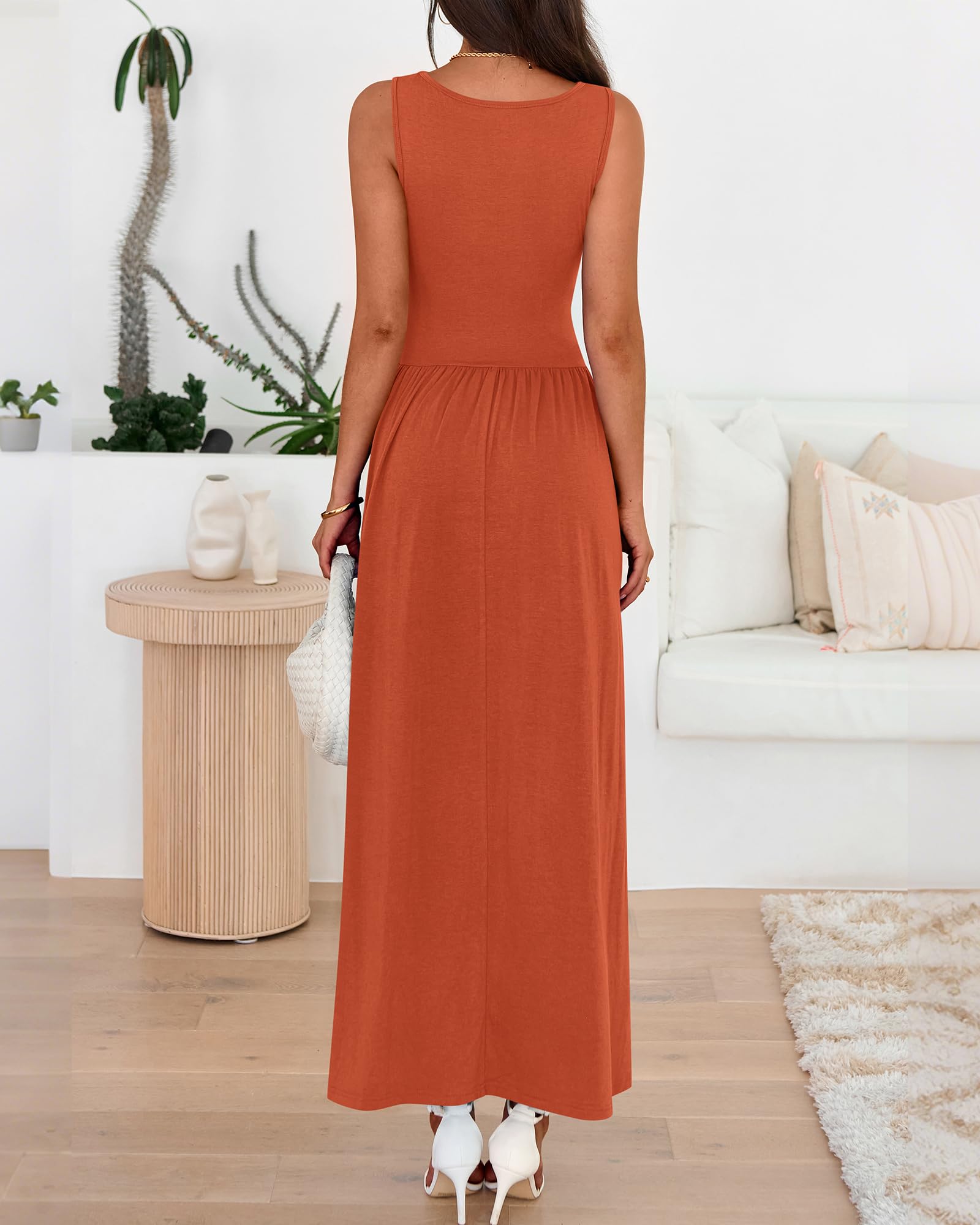 BTFBM Summer Maxi Dresses for Women Spring Sleeveless Casual Ruched High Waisted Long Sundress Flowy Beach Dress