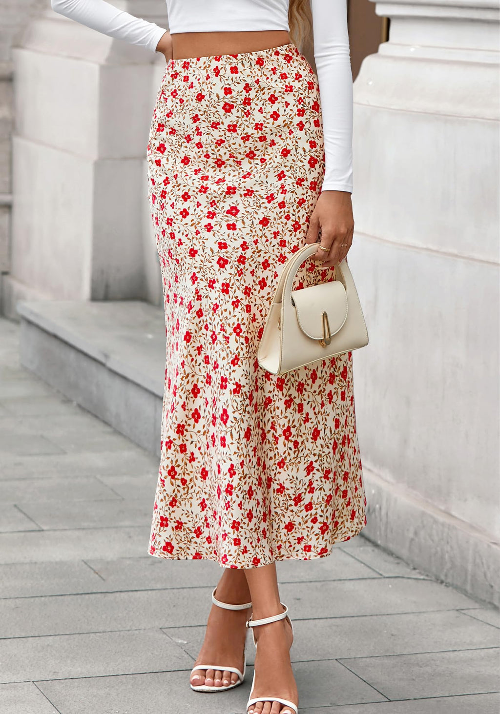 FreshPretty Satin Skirts for Women Trendy Spring Summer High Waisted Leopard Print Cocktail Wedding Long Silk Midi Skirt
