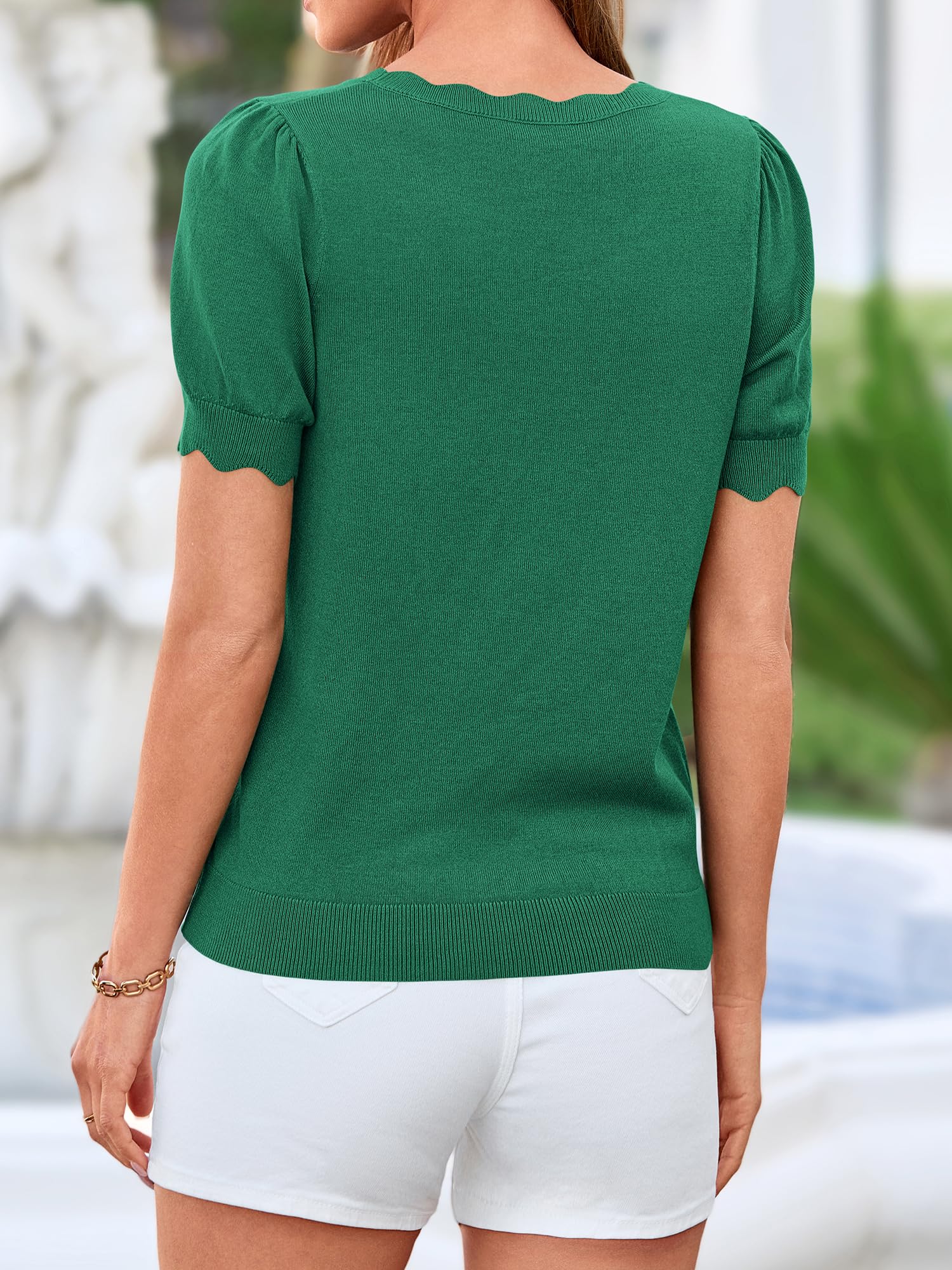 BTFBM Short Sleeve Sweater for Women Spring Summer Knit Basic Tops Lightweight Business Casual Vacation Outfits