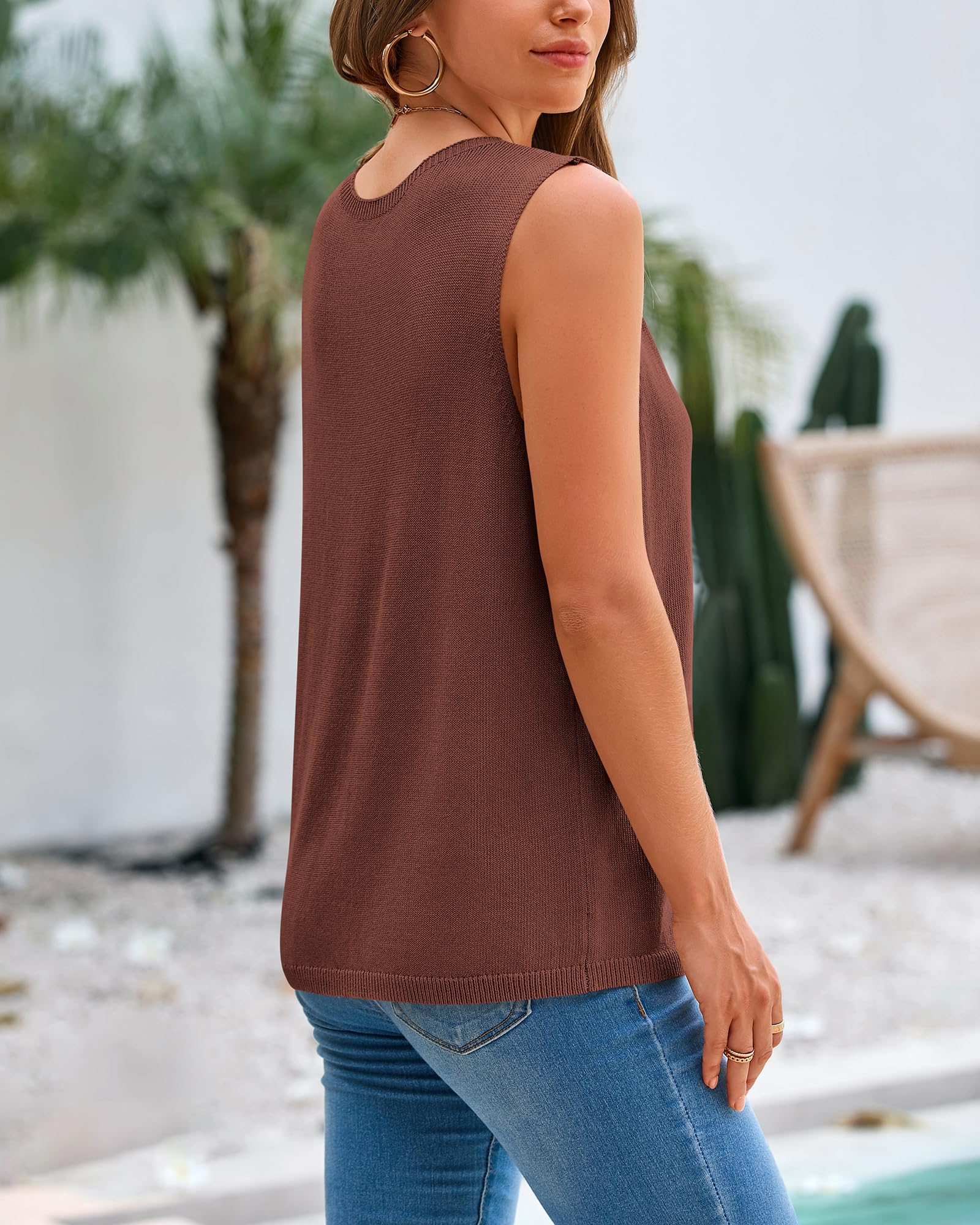 FreshPretty Women's Sleeveless Sweater Vest Summer Crew Neck Ribbed Knit Lightweight Pullover Casual Loose Fit Tank Tops