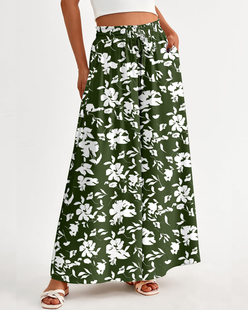 BTFBM Women Casual High Waist Wide Leg Pants Spring Summer Long Palazzo Pants Pocket Lounge Beach Vacation Clothes