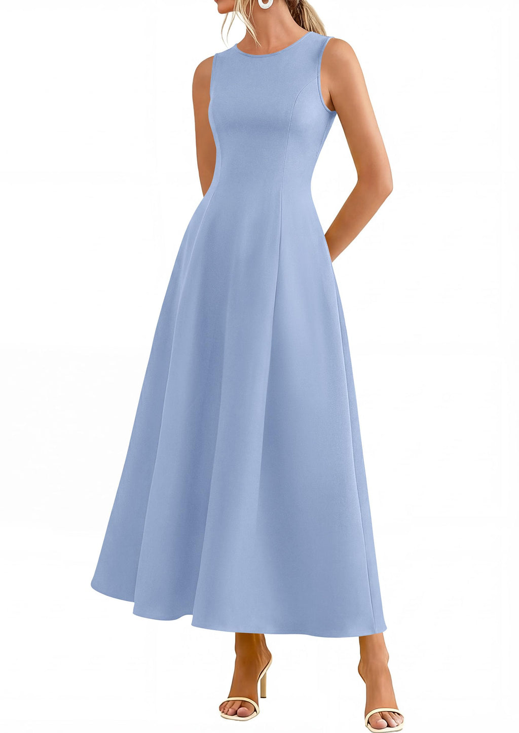 PRETTYGARDEN Women's Maxi Dress Summer Wedding Guest Spring A Line Long Tank Flowy Modest Sleeveless Cocktail Dresses
