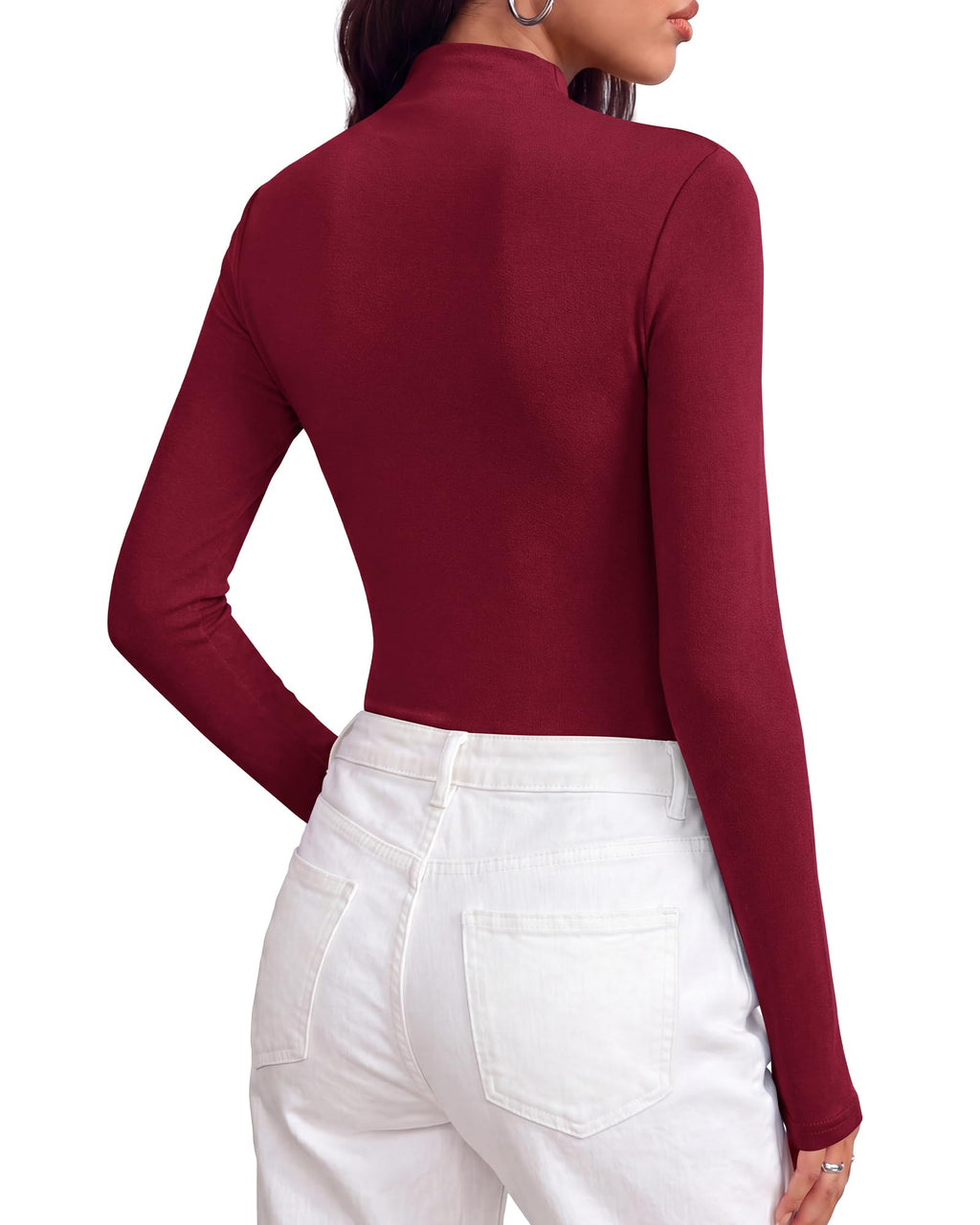 BTFBM Mock Tops for Women Fitted Long Sleeve Shirts Fall Fashion Clothing Thermal Layering Undershirts Going Out Outfits