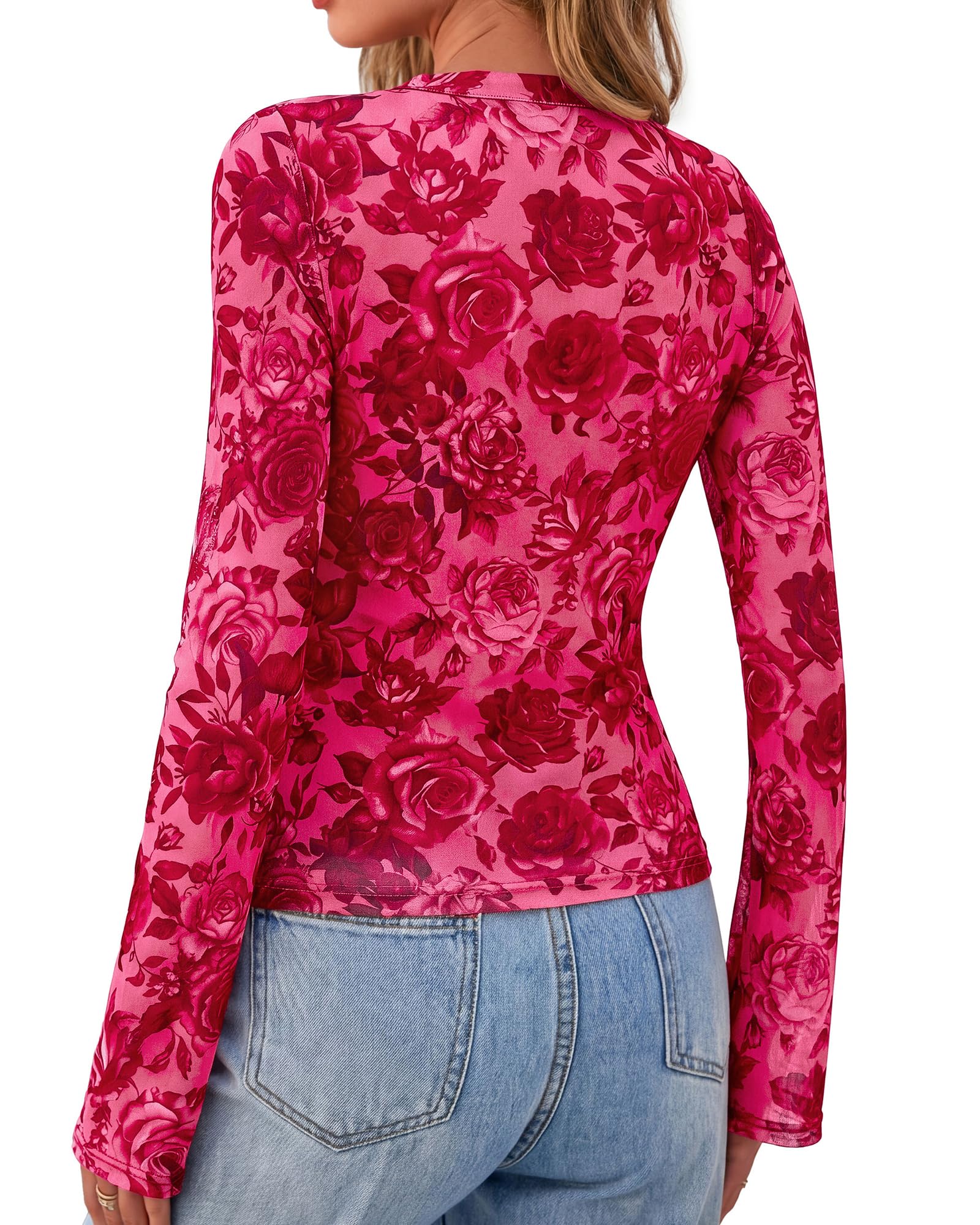 BTFBM Button Down Shirts for Women Spring Boho Tops V Neck Long Sleeve Blouses Ruched Mesh Fitted Fall Fashion
