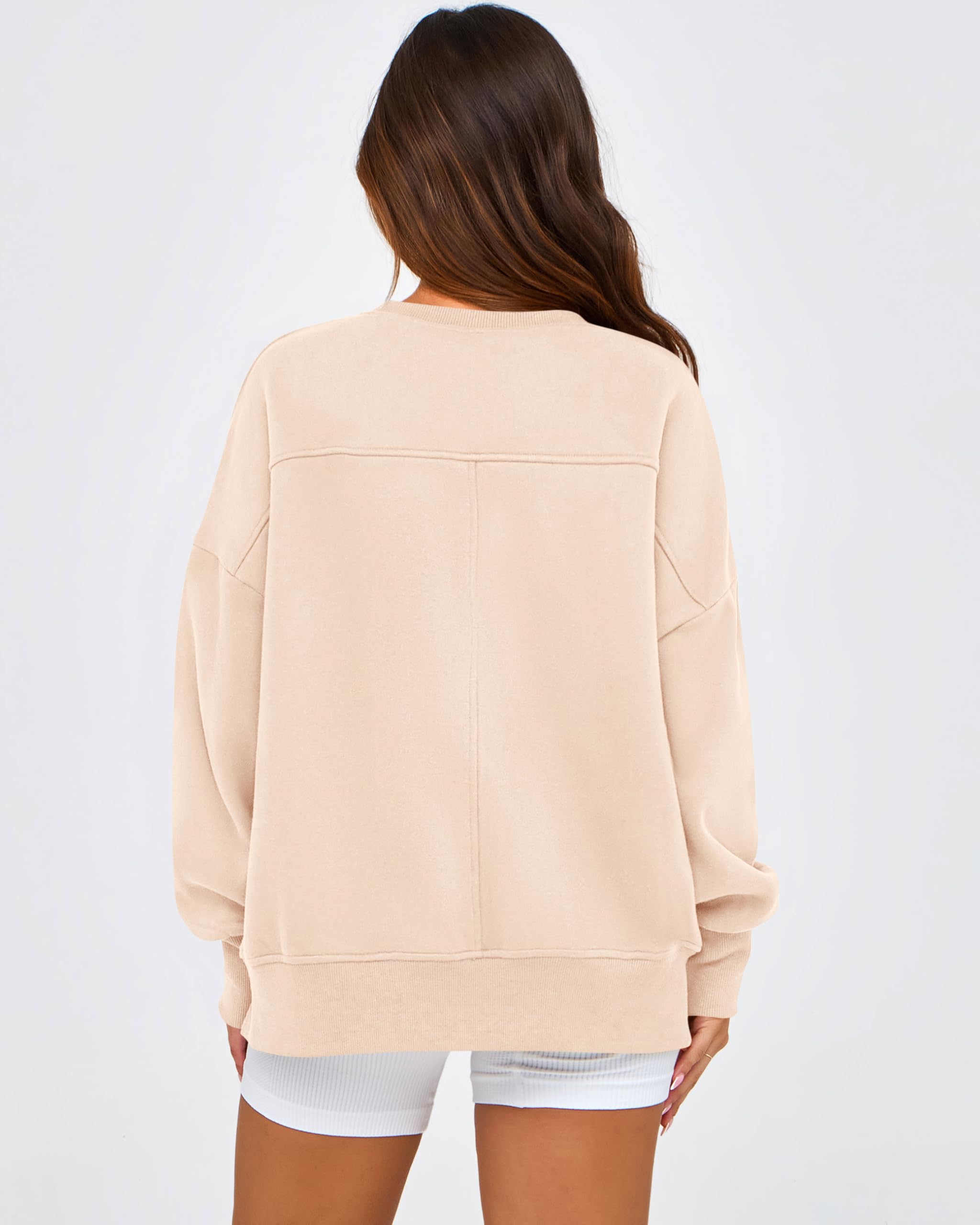 BTFBM Women's Casual Crewneck Sweatshirts Spring Long Sleeve Side Slit Workout Fleece Pullover Top Fashion Clothing