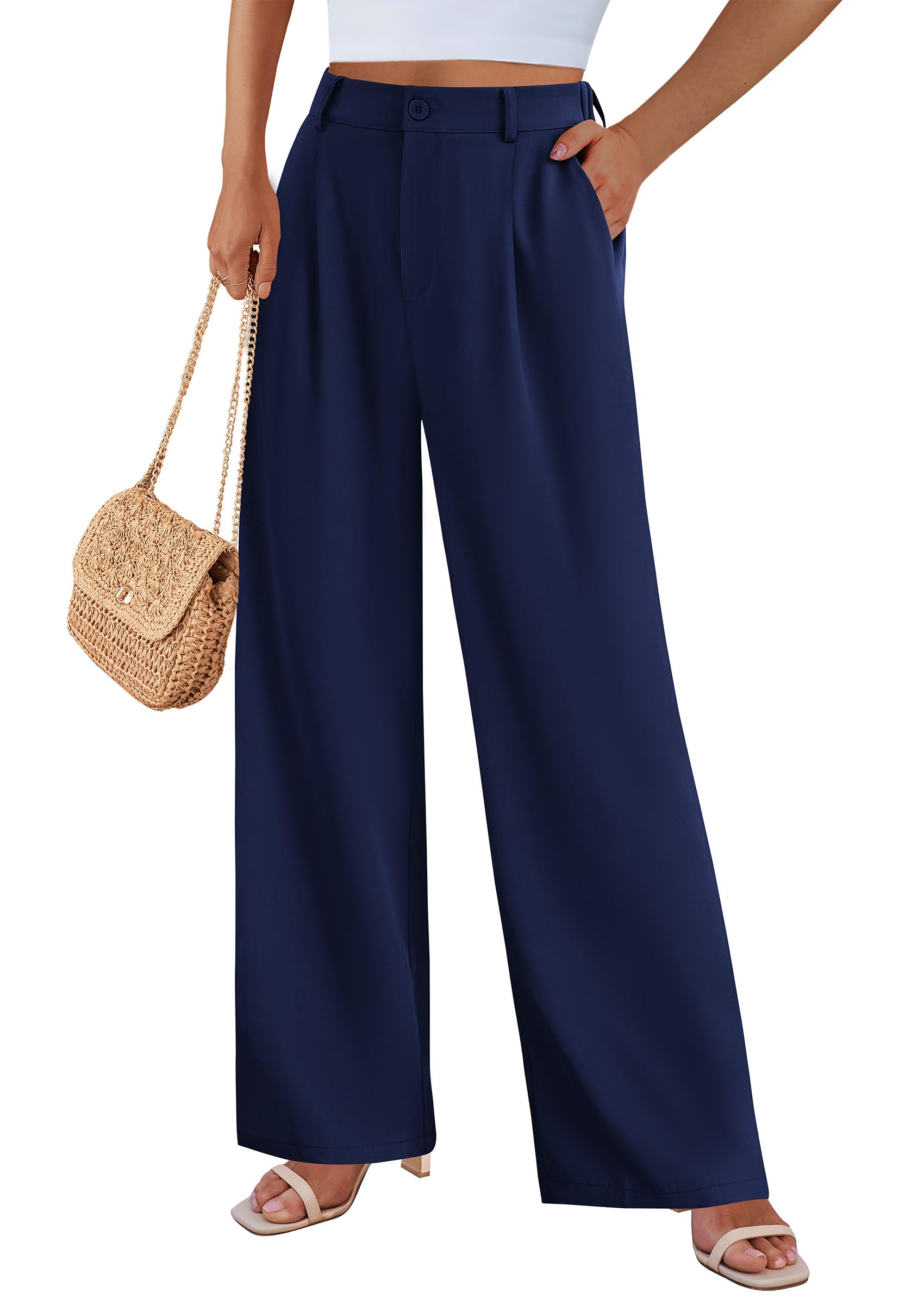 PRETTYGARDEN Wide Leg Pants for Women Trendy Fall High Waisted Business Casual Outfits Work Pant Trousers
