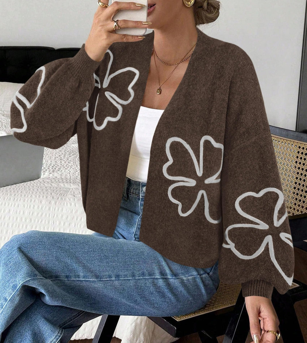 PRETTYGARDEN Women's Floral Oversized Cardigan Sweaters Trendy Fall Outfits Long Sleeve Sweater Jacket, Open Front Coat, Cozy Soft Chunky Knit, Casual Outerwear,Winter Fashion Clothing