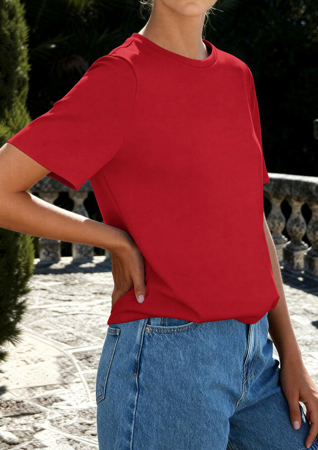 PRETTYGARDEN Womens Summer Tops Casual Basic Crewneck Short Sleeve Shirts Spring Fashion Clothing Going Out Outfits