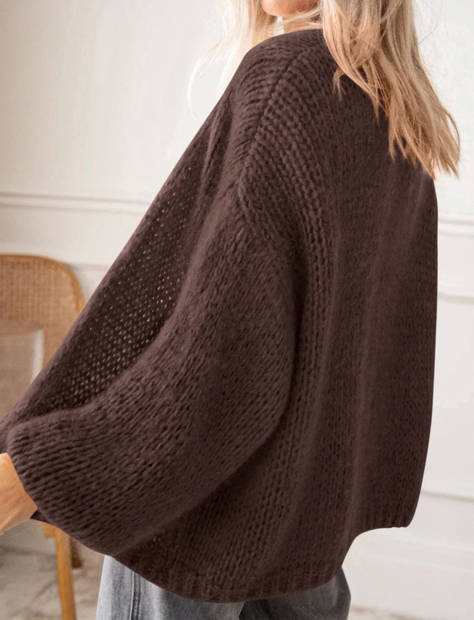 BTFBM Cardigan Sweaters for Women Fall Fashion Clothes | No Button No Pocket Design, Chunky Knit Open Front Cardigans, Ribbed Cuff Long Sleeve Sweater, Loose Winter Coat Clothing