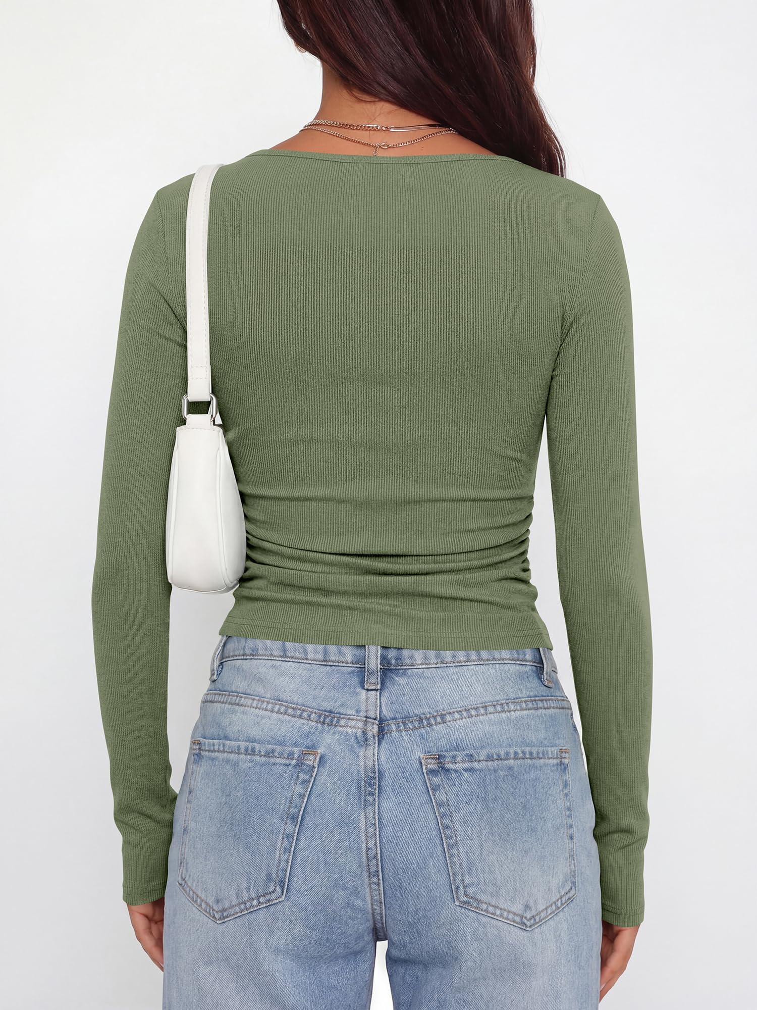 BTFBM Womens Long Sleeve T Shirts Spring Clothes Ribbed Slim Fit Boat Neck Casual Going Out Tops Workout Outfits