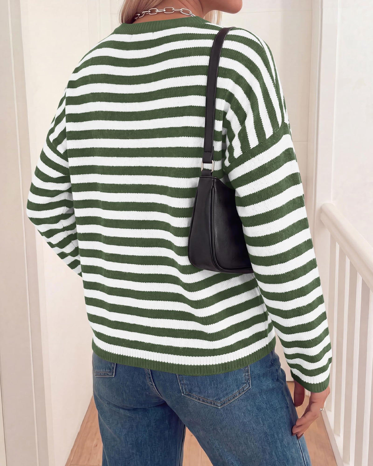 BTFBM Women's Lightweight Oversized Striped Sweater | Soft Knit Cozy Sweaters, Crew Neck Long Sleeve Pullover, y2k Color Block, Casual Holiday Outfits, Winter Fall Clothes