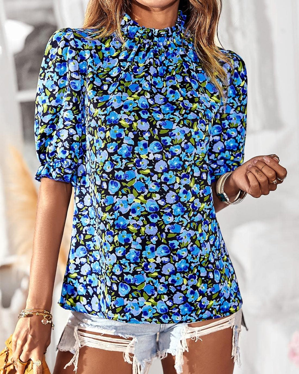 FreshPretty Women's Dressy Casual Blouses Business Work Tops Lace Trim Short Sleeve Office Shirts Summer Spring Outfits