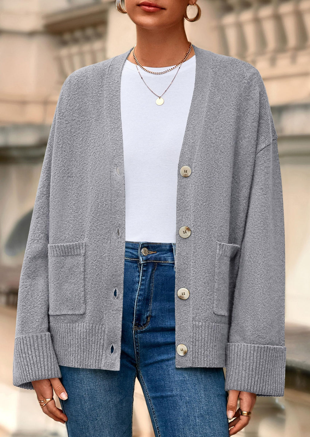 PRETTYGARDEN Women's Oversized Cardigan Sweaters Trendy Chunky Knit Long Sleeve V Neck Button Down Fall Winter Outfits