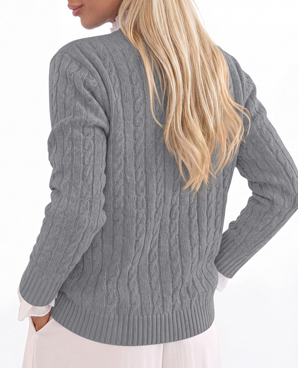PRETTYGARDEN Women's Cable Knit Sweaters Long Sleeve Pullover Fall Outfits Soft Cozy Knit Tops, Ribbed Crewneck Regular Fit, Basic Daily, Work Business Casual, Teacher Outfits, Winter Layer Clothing