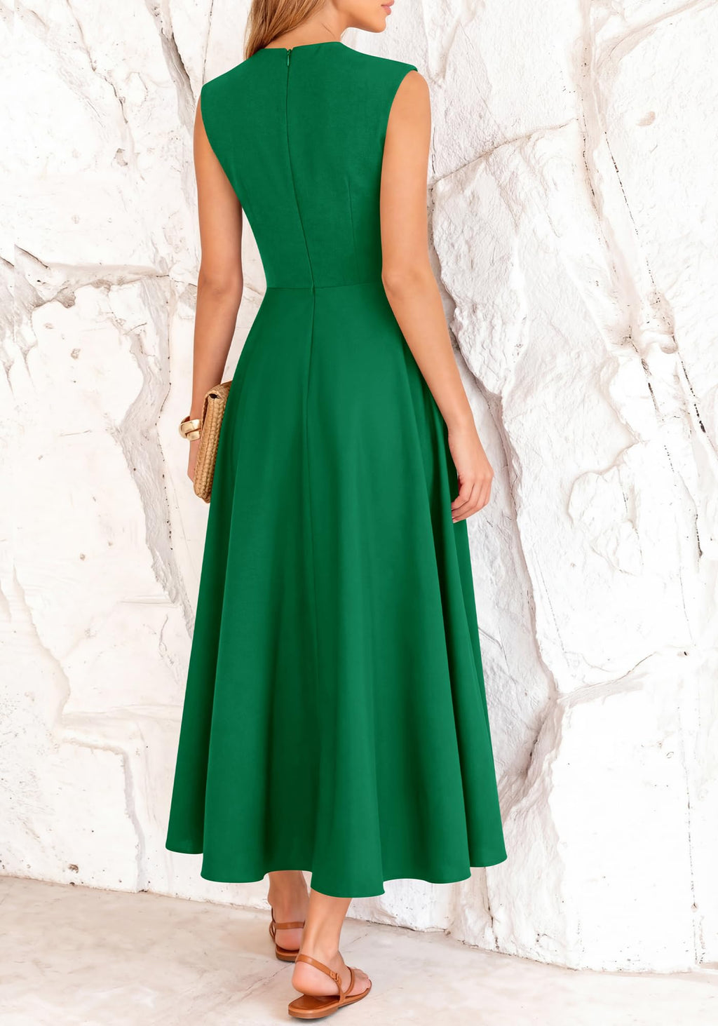 BTFBM Summer Dresses for Women Mock Neck Sleeveless High Waist Flowy Aline Maxi Spring Wedding Guest Dress Cocktail