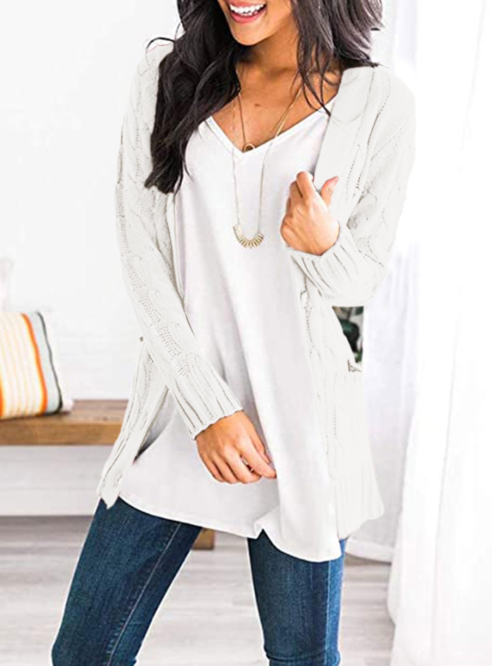 PRETTYGARDEN Women's Open Front Cardigan Sweaters Fall Fashion Button Down Cable Knit Chunky Winter Clothing Outerwear Coats