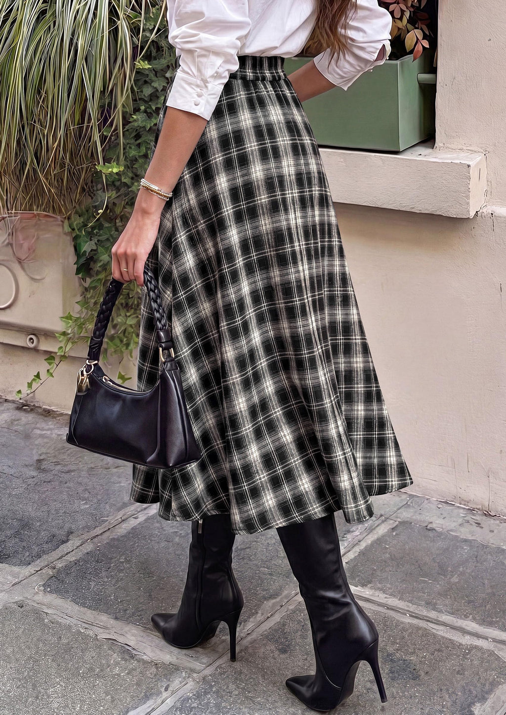 PRETTYGARDEN Women's Plaid High Waisted A-Line Midi Skirts