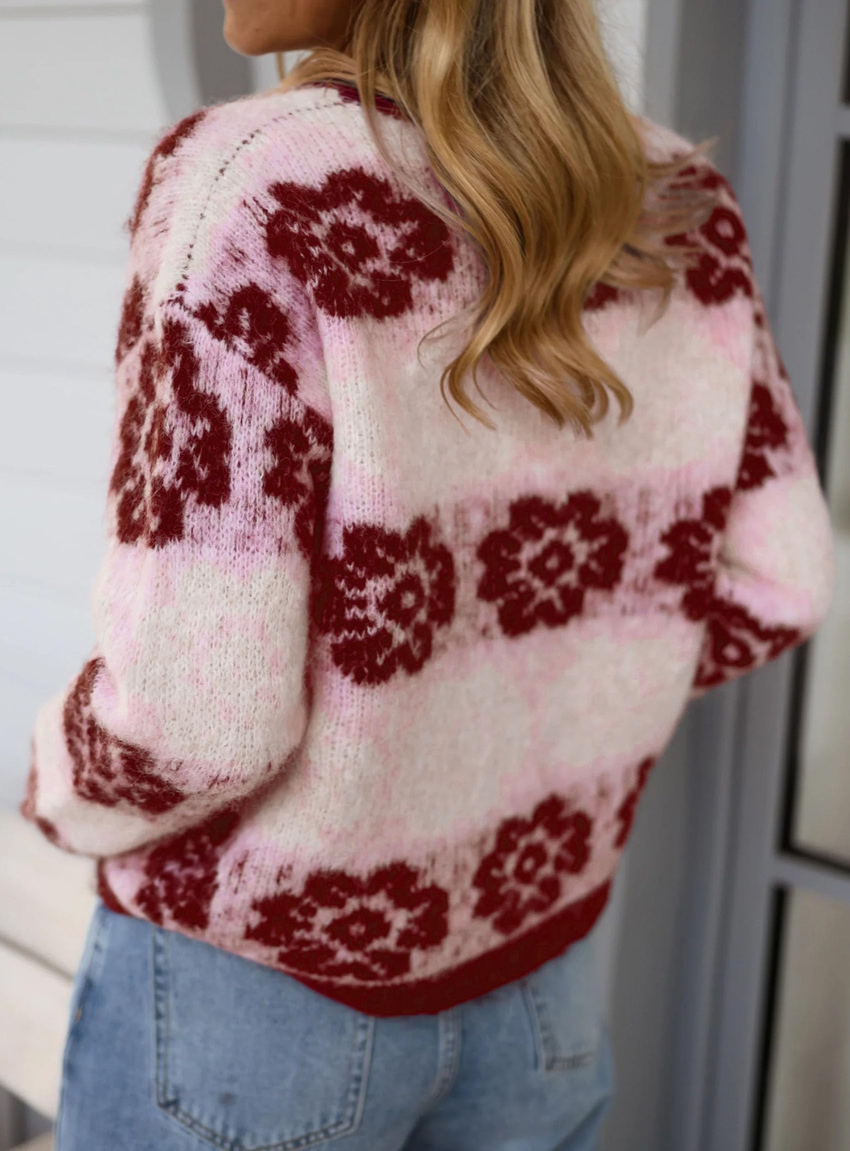 PRETTYGARDEN Women's Floral Crewneck Sweater Knit Pullover Loose Fit, Chunky Knit Sweaters Tops, Dressy Casual Work Vacation Holiday Outfits, Womens Fall Fashion, Winter Clothes