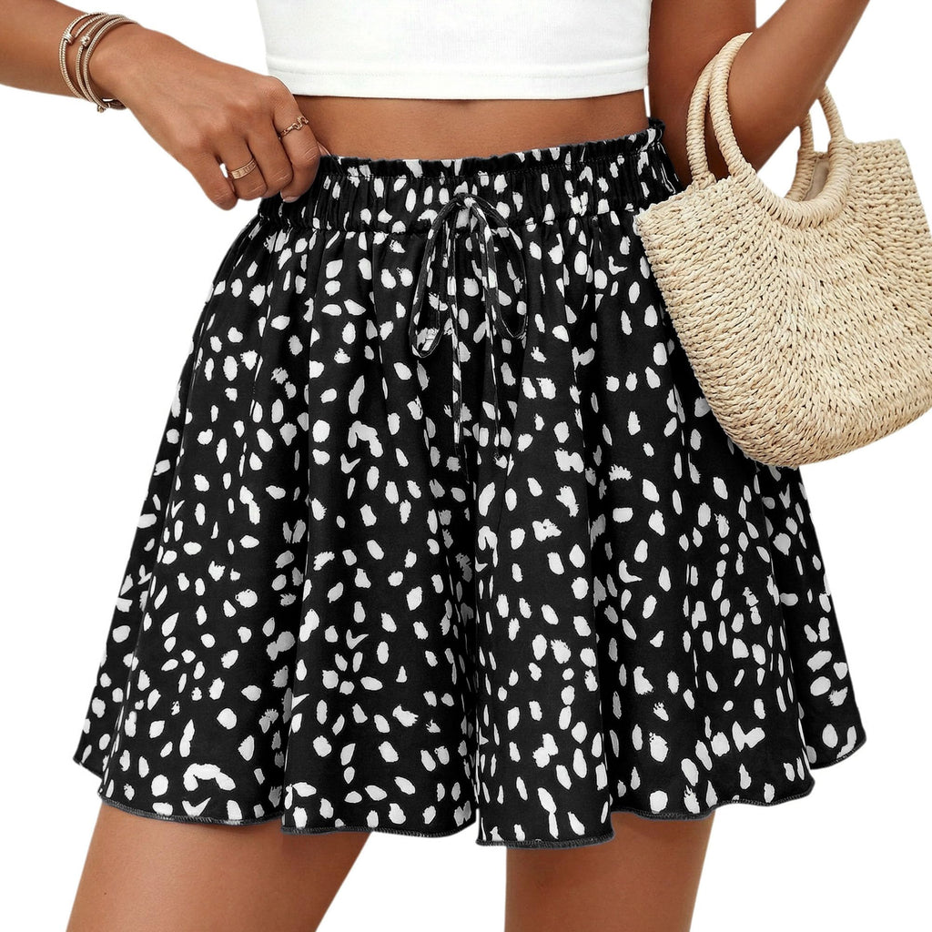 PRETTYGARDEN Women's Flowy Shorts Summer Fashion Beach Vacation Clothes Casual High Waist Wide Leg Ruffle Shorts