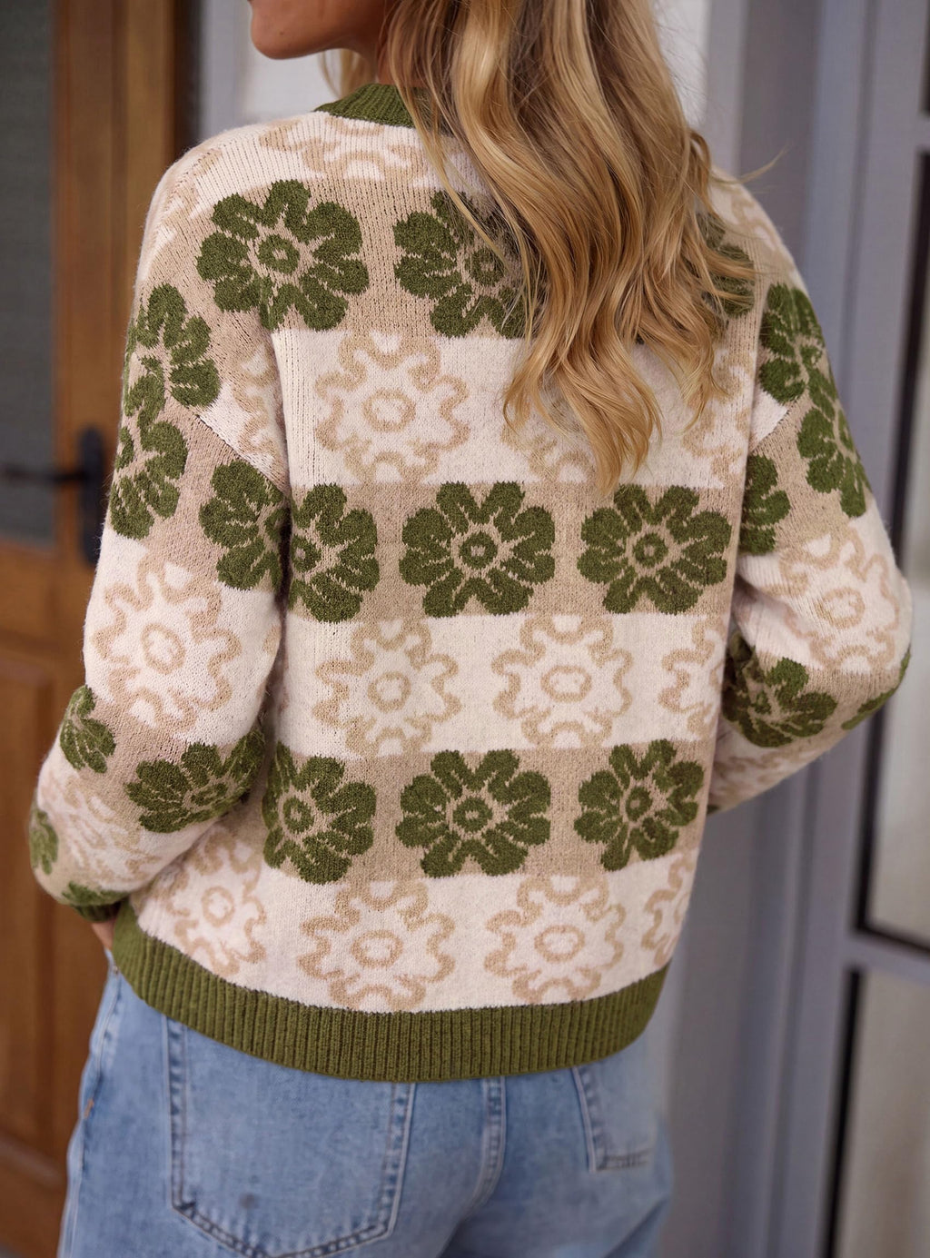 PRETTYGARDEN Women's Floral Crewneck Sweater Knit Pullover Loose Fit, Chunky Knit Sweaters Tops, Dressy Casual Work Vacation Holiday Outfits, Womens Fall Fashion, Winter Clothes