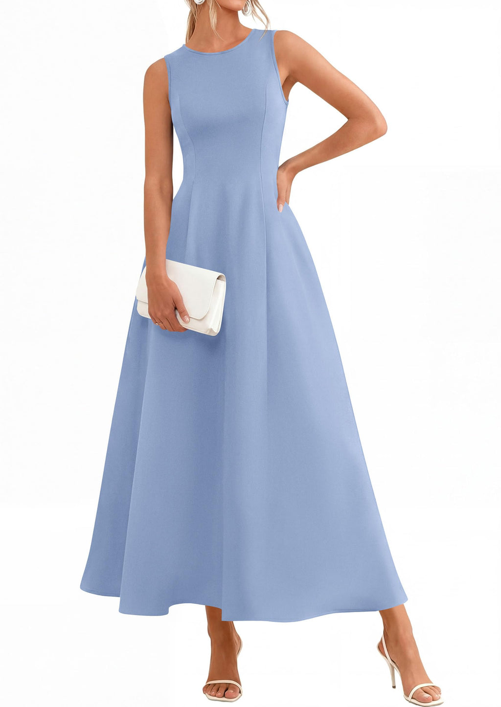 PRETTYGARDEN Women's Maxi Dress Summer Wedding Guest Spring A Line Long Tank Flowy Modest Sleeveless Cocktail Dresses