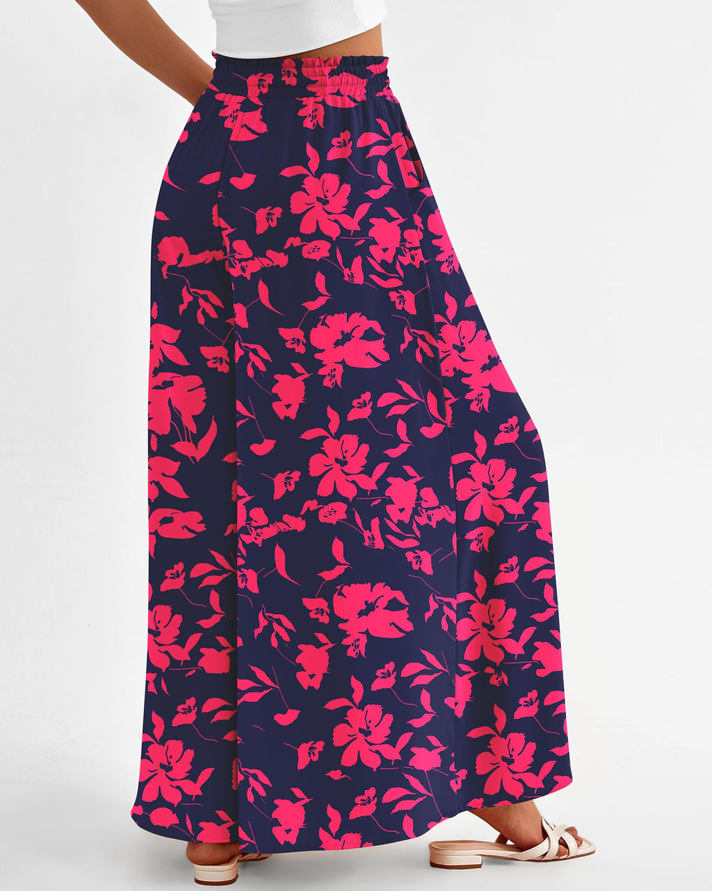 BTFBM Women Casual High Waist Wide Leg Pants Spring Summer Long Palazzo Pants Pocket Lounge Beach Vacation Clothes