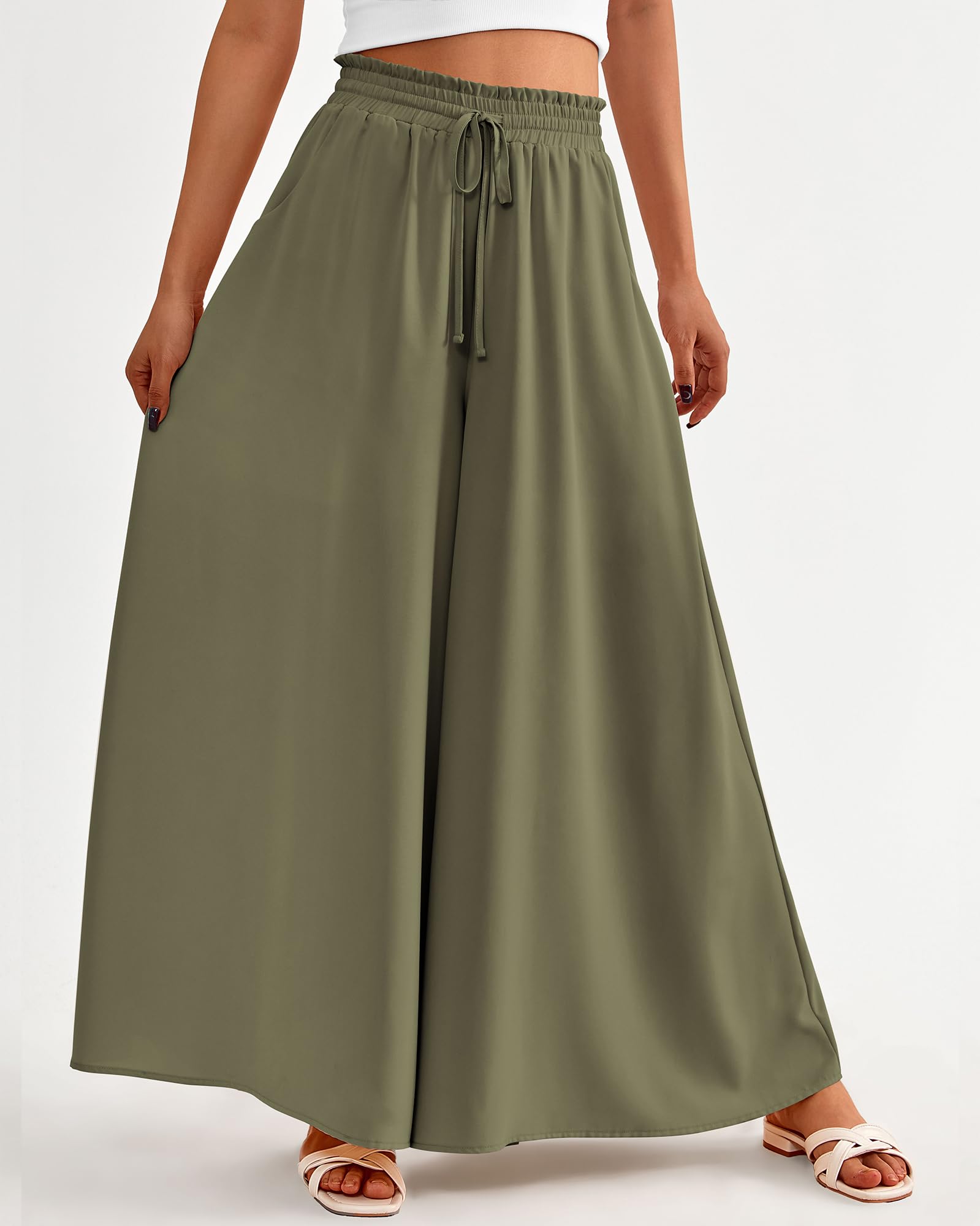 BTFBM Women Casual High Waist Wide Leg Pants Spring Summer Long Palazzo Pants Pocket Lounge Beach Vacation Clothes