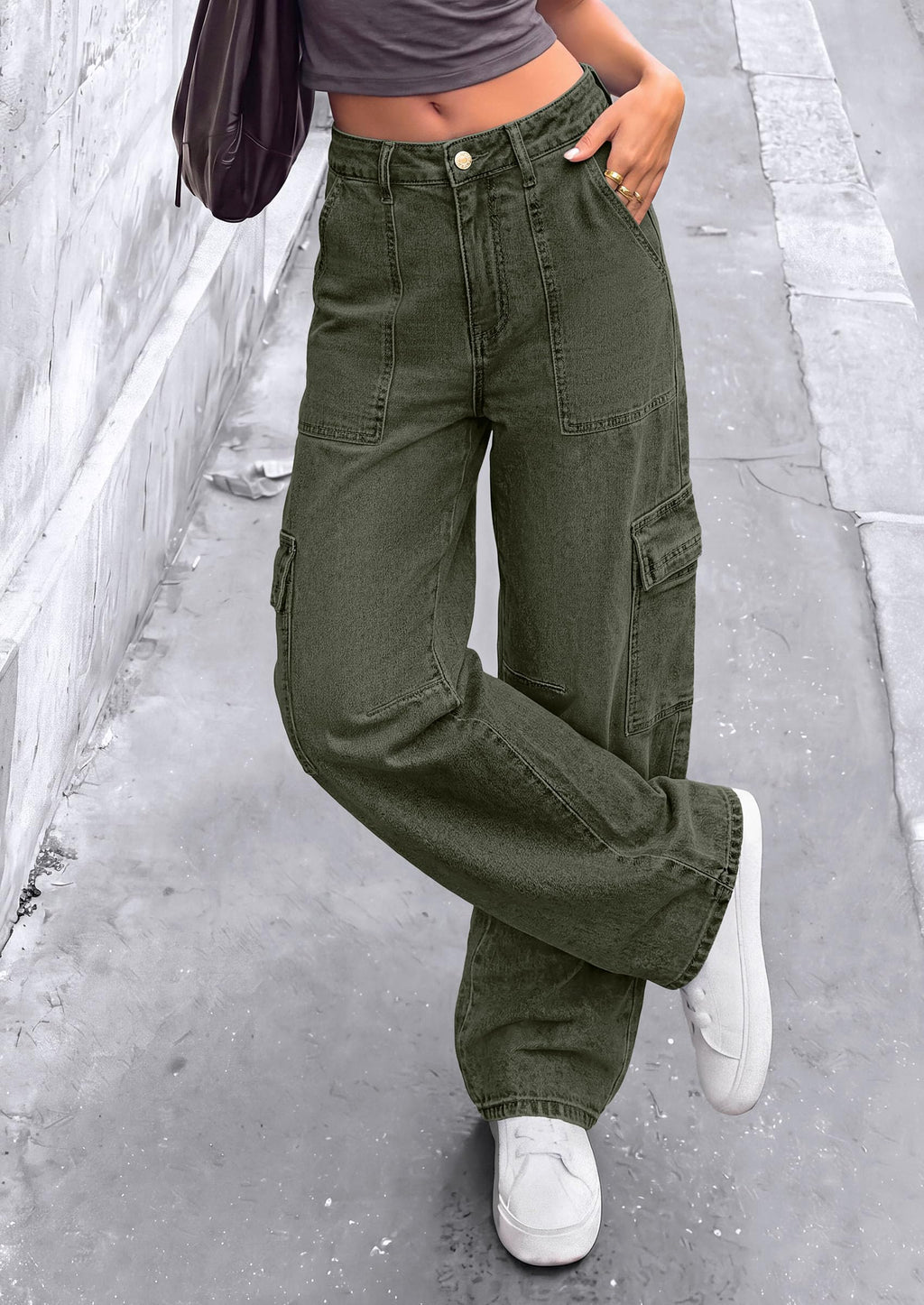 PRETTYGARDEN Barrel Pants Women Wide Leg Baggy Denim Jeans Relaxed Fit,Utility Pockets,Loose Streetwear,Boyfriend Style,Y2K Outfits,Fashion Cargo Pants,Fall Clothes