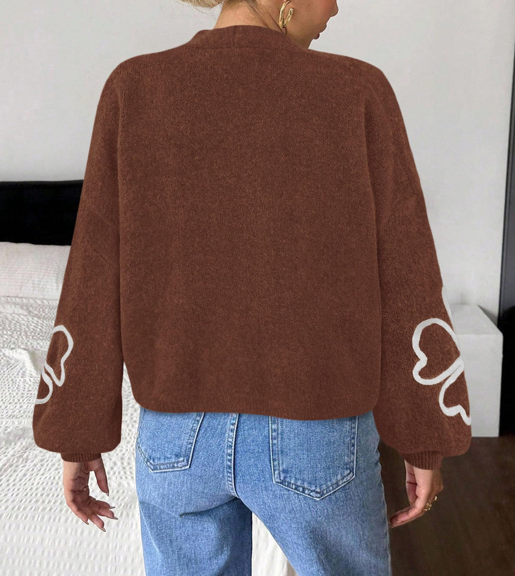 PRETTYGARDEN Women's Floral Oversized Cardigan Sweaters Trendy Fall Outfits Long Sleeve Sweater Jacket, Open Front Coat, Cozy Soft Chunky Knit, Casual Outerwear,Winter Fashion Clothing