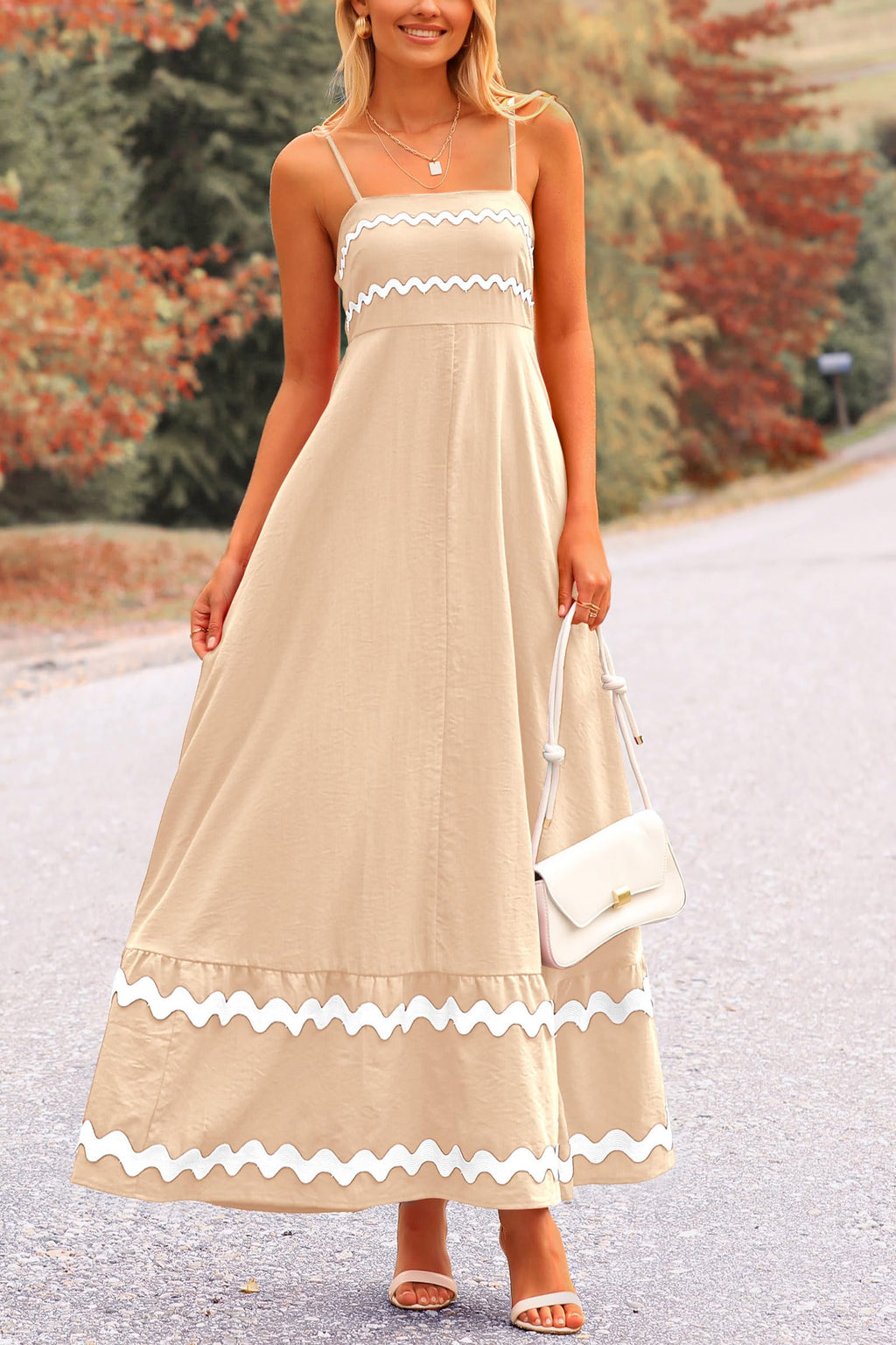 PRETTYGARDEN Women's Summer Flowy Maxi Dress Casual Sleeveless Spaghetti Strap Ruffle Beach Long Dresses