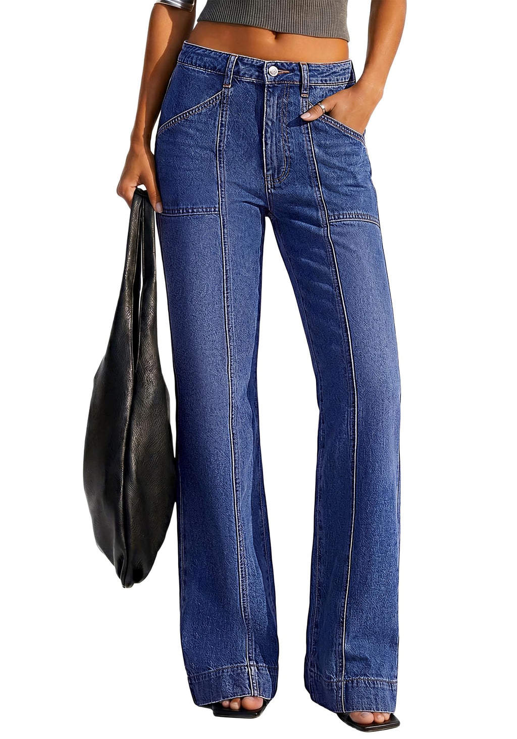 BTFBM Straight Leg Jeans for Women Stretchy Curve Appeal Pants Front Seam, Little Flare Bootcut Jean, High Waisted Denim Pockets, Travel Airport Outfits, Trendy Fall Fashion Clothing