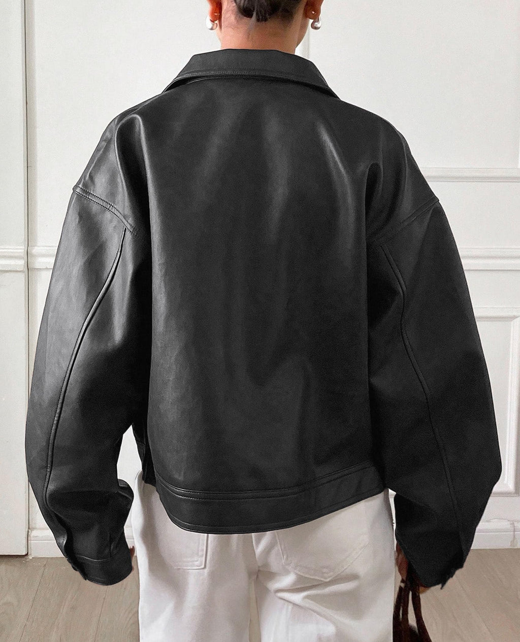 PRETTYGARDEN Women's Faux Leather Oversized Motorcycle Jackets