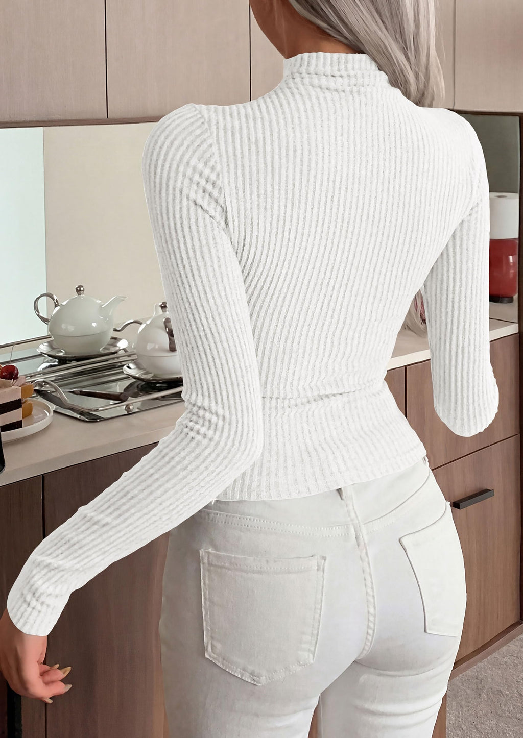 PRETTYGARDEN Long Sleeve Shirts for Women Mock Turtleneck Tops
