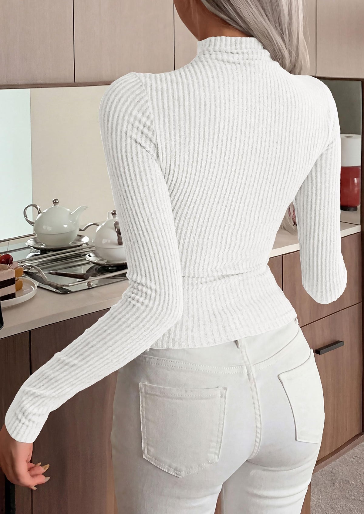 PRETTYGARDEN Long Sleeve Shirts for Women Mock Turtleneck Tops