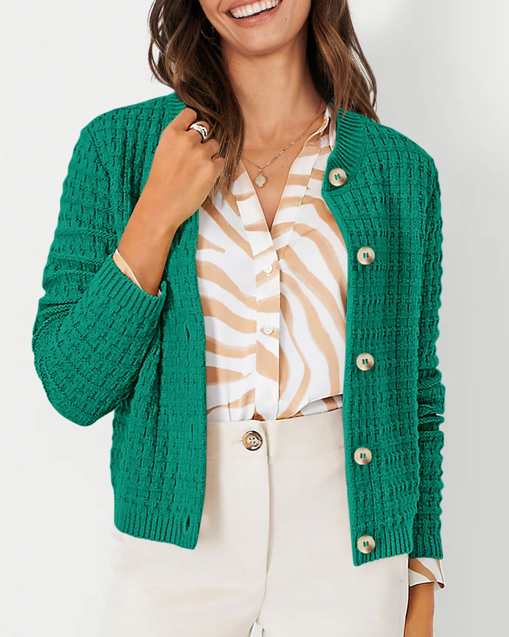 PRETTYGARDEN Women's Knit Cardigan Sweaters Casual Long Sleeve Open Front Button Down Trendy Jackets Outerwear