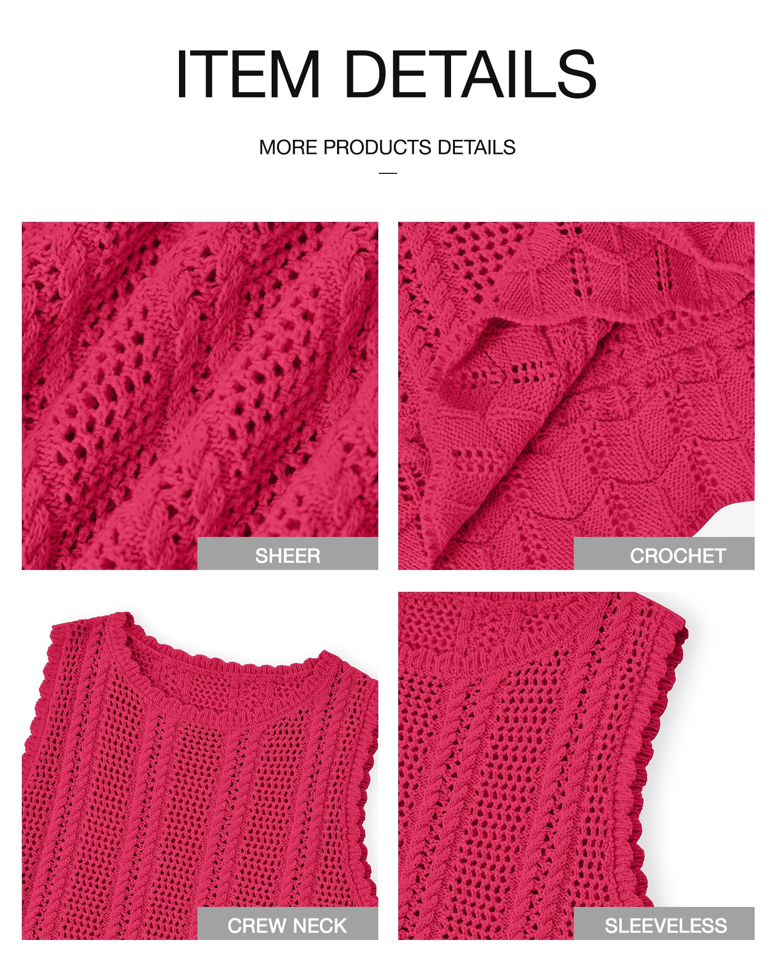FreshPretty Crochet Tank Top Vacation Outfits for Women Sweater Vest Beach Cover Ups Spring Summer Sleeveless Cruise Resort Wear