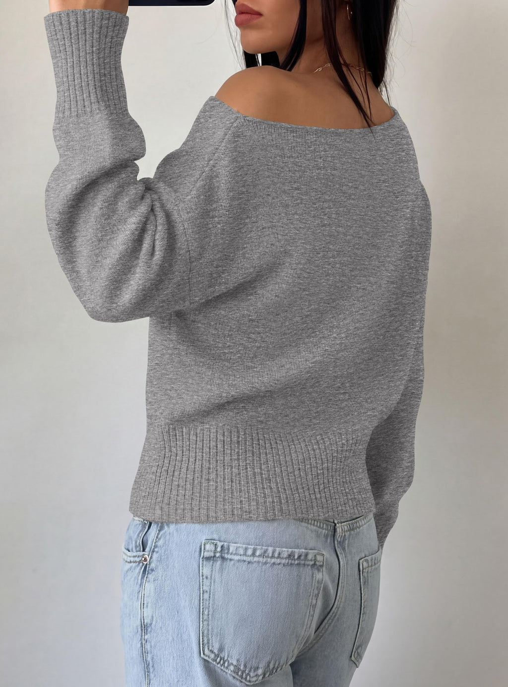 PRETTYGARDEN Womens Off The Shoulder Sweater Fall Fashion Soft Stretchy Knit Fabric, Batwing Long Sleeve Cinched Waist Cropped Sweaters, Date Night Outfit, Asymmetrical Going Out Tops
