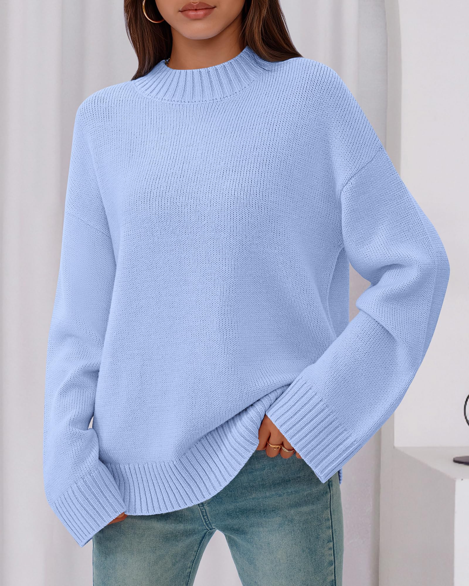 BTFBM Sweaters for Women Casual Crewneck Long Sleeve Loose Ribbed Knit Pullover Sweater Winter Clothes Fall Outfits