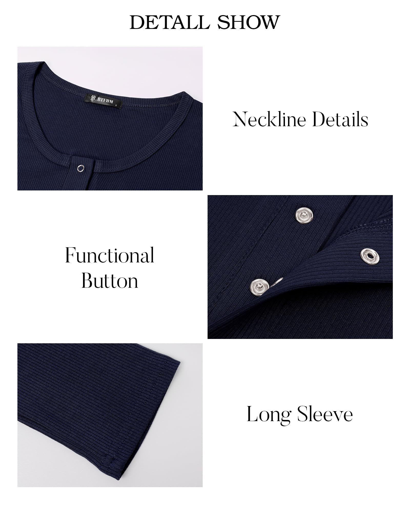 FreshPretty Women Long Sleeve Shirts Fall Tops V Neck Button Up Henley Shirts Slim Fit Ribbed Knit Spring Casual T-Shirts