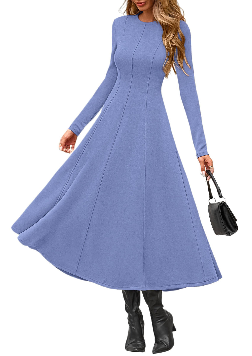 PRETTYGARDEN Cocktail Dresses for Women  Elegant Classy Fall Long Sleeve Midi A Line Flowy Modest Winter Party Dress