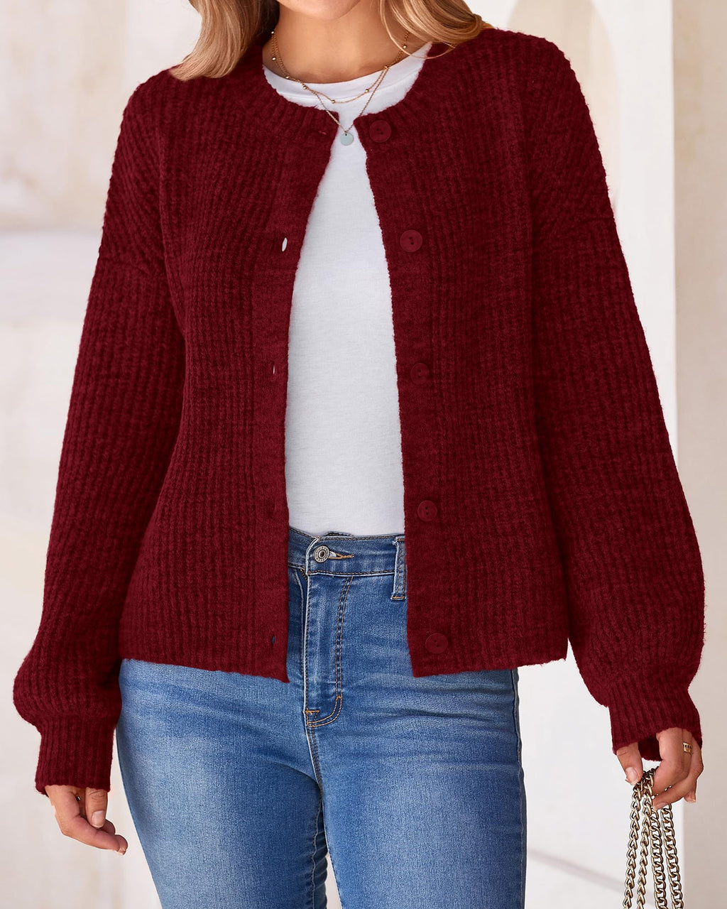 BTFBM Cardigan Sweaters for Women Fall Long Sleeve Button Down Soft Loose Chunky Knit Outwear Cropped Winter Coats