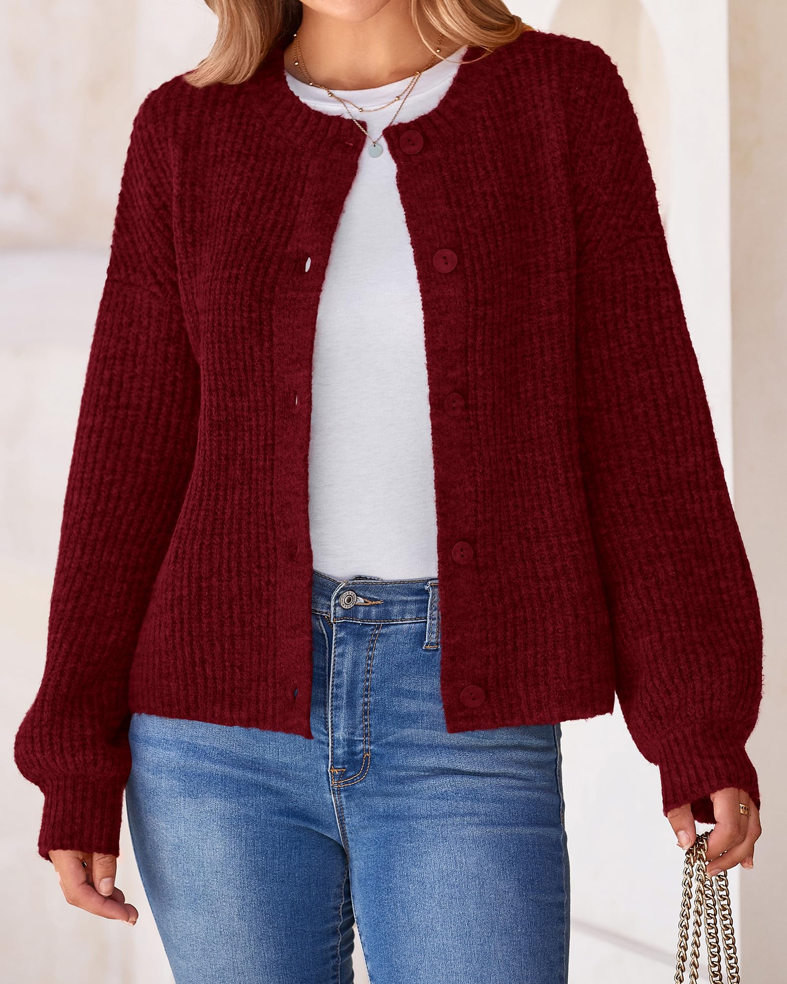 BTFBM Cardigan Sweaters for Women Fall Long Sleeve Button Down Soft Loose Chunky Knit Outwear Cropped Winter Coats